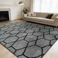 5x8 Shag Area Rug for Bedroom,Grey and Black Fluffy Rugs for Living Room