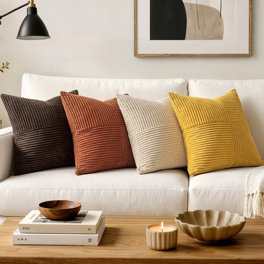 MIULEE Mustard Yellow Decorative Throw Pillow Covers for Couch 18x18 Inch
