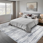 Srugn Washable Rugs 8x10 Area Rugs for Living Room,Rugs for Bedroom,Large Carpets,Ultra Soft Faux Wool Retro Dining Room Rug,Non Slip&Non-Shedding Low Pile Vintage Print Rug for Home Office-Grey Cream