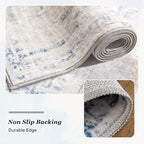3 x 5 Rug Small Non Slip Area Rug Ultra Soft Machine Washable Low Pile Modern Abstract Area Rugs for Bedroom Living Room Entryway Kitchen Bedside, Blue/Grey