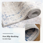 3 x 5 Rug Small Non Slip Area Rug Ultra Soft Machine Washable Low Pile Modern Abstract Area Rugs for Bedroom Living Room Entryway Kitchen Bedside, Blue/Grey