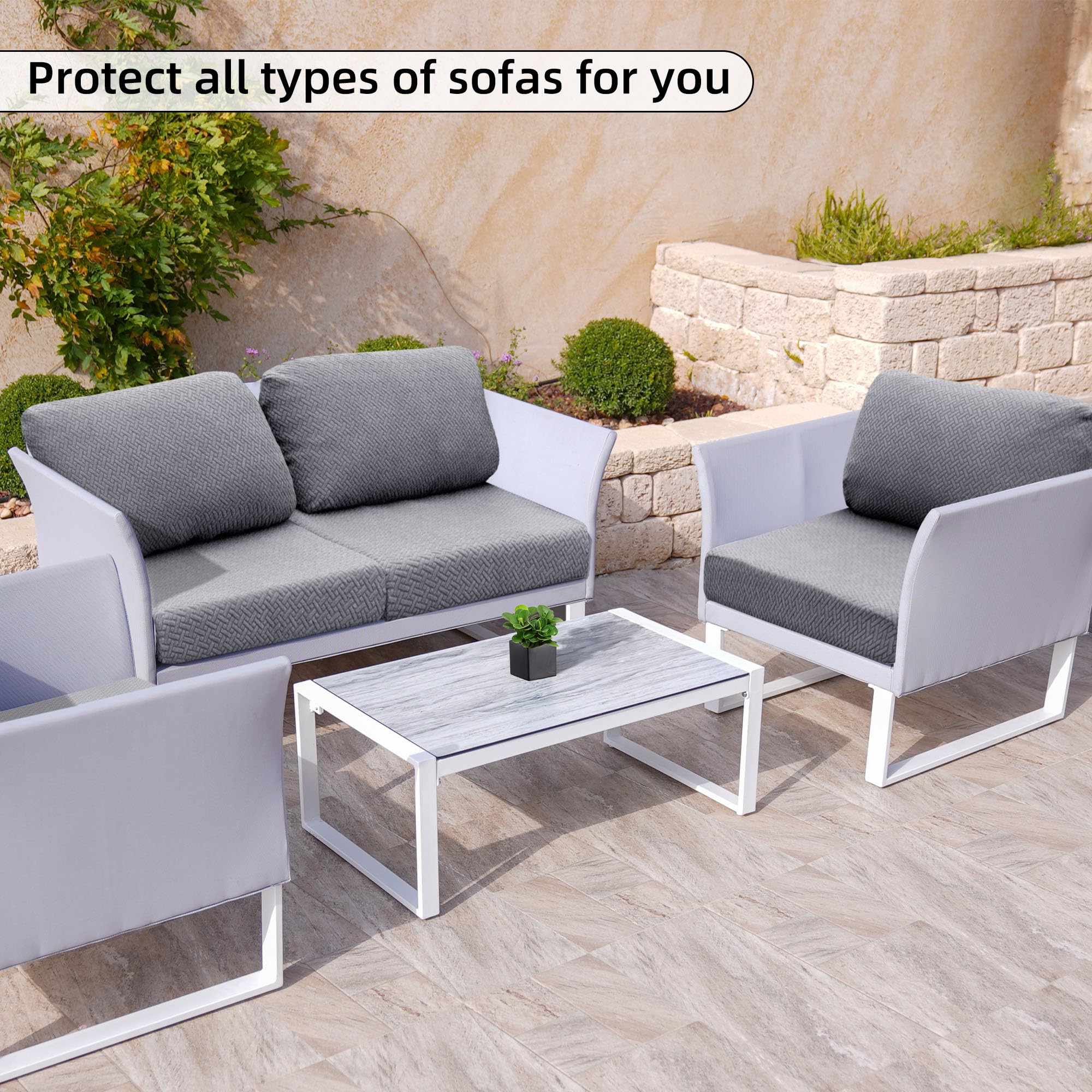 SUKAIKEQA 8PCS Patio Cushion Covers.Patio Furniture Couch SeatSlipcovers