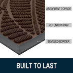 Colorxy Waterproof Front Doormat, Sturdy Natural Rubber Door Mat, 59x34