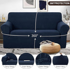 U-NICE HOME Oversized Stretch Loveseat Couch Cover Sofa Covers Washable Sofa Slipcover Furniture Protector for 2 Cushion Couch Sofa Pet Friendly, Navy