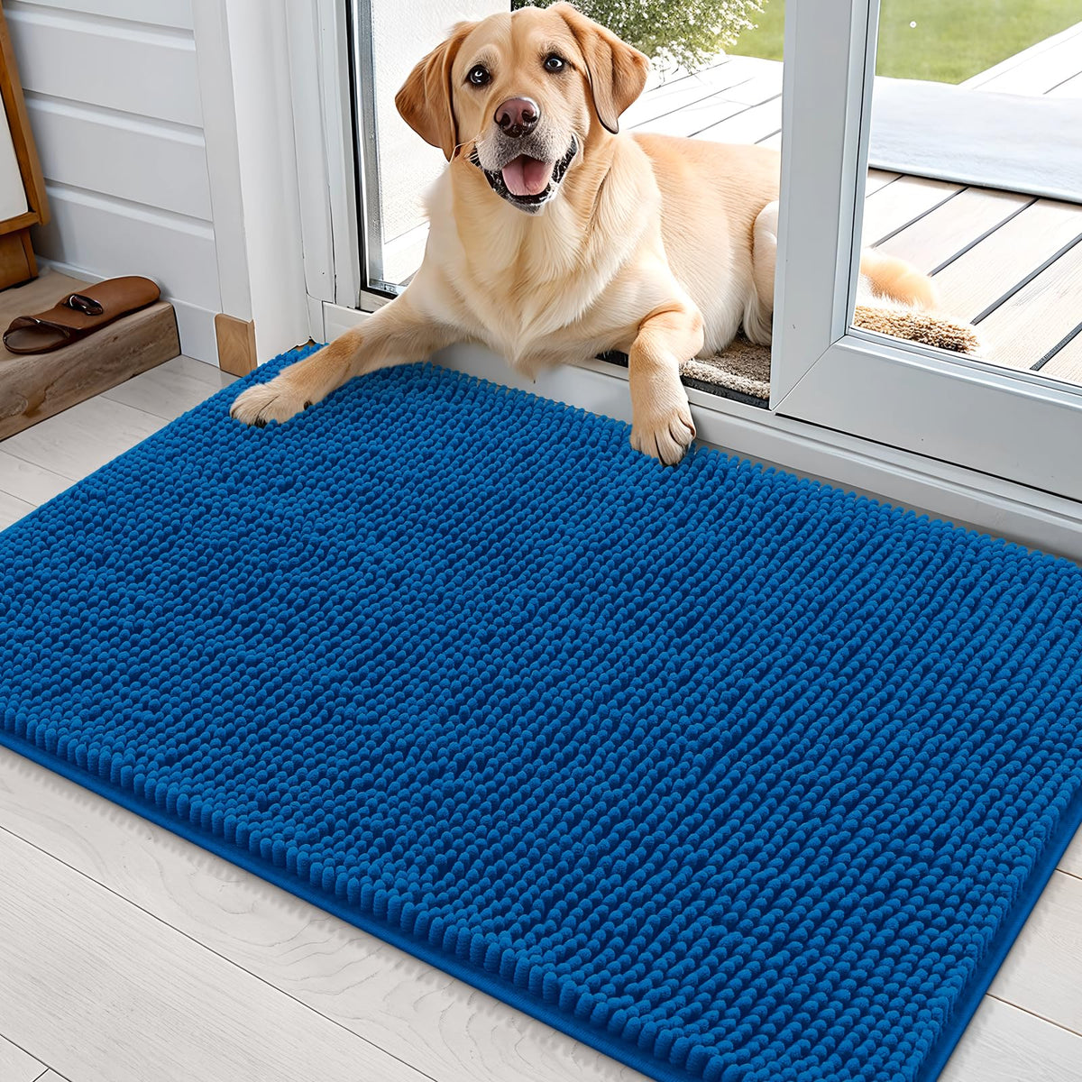 OLANLY Dog Door Mat for Muddy Paws 35x24, Super Absorbent Chenille Mud Mat