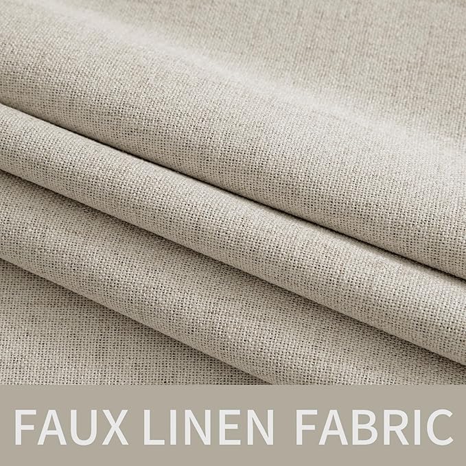 MIULEE 100% Blackout Linen Curtains for Bedroom Thermal Insulated Cobblestone Grommet Room Darkening Curtains & Drapes for Living Room Nursery 52 x 96 Inch (2 Panels)