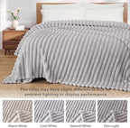 Exclusivo Mezcla Striped King Size Fleece Blanket for Bed, Couch, 90"x104"
