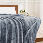 Exclusivo Mezcla Plush Fuzzy Fleece Throw Blanket Extra Large, Super Soft, Fluffy and Warm Blankets for Couch, Bed, All Season (Mixed Navy Blue, 50x70 inches)