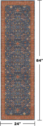 Hazo Haus Navy Blue Runner Rug 2x7 for Kitchen, Hallway, Mudroom, Laundry Room, Bathroom, Washable Non Slip Non Skid Rubber Backing Low Pile Stain Resistance