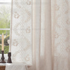 jinchan Floral Linen Curtains 84 Inch Farmhouse Back Tab 2 Panels