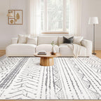 Nakagishi Area Rugs 9x12 Living Room: Washable Boho Large Neutral Modern Soft Farmhouse Rug Stain Resistant Indoor Non-Slip Accent Carpet for Bedroom Nursery Kids Playroom Office Dining Room- Gray