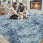 8x10 Area Rugs for Living Room Bedroom Fluffy, Large Area Rug Shag Shaggy Carpet Soft Plush Furry Bedside Rug, Area Rugs for Home Decor(8 x 10, Dark Blue Tie-Dyed)