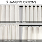 Extra Long Beige White Linen Curtains 132 Inch for Living Room 2 Panels Set Rod Pocket Back Tab Light Filtering Semi Sheer Curtain Privacy Floor to Ceiling High Ceiling Drapes for Farmhouse 52x132