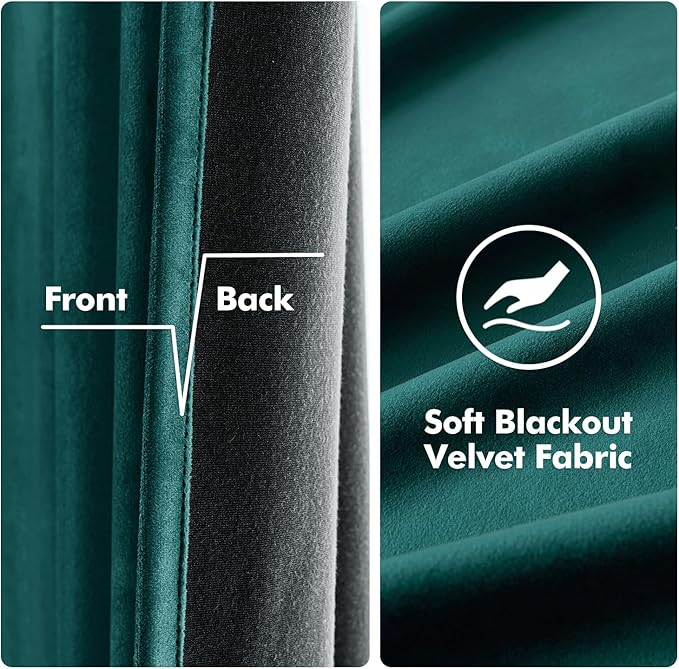 MIULEE Velvet Curtains Christmas Dark Green 52 x 108 Inch Length Set of 2
