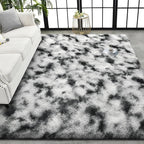 TWINNIS Super Soft Shaggy Rugs Fluffy Carpets, 5x8 Feet, Indoor Modern Plush Area Rugs for Living Room Bedroom Kids Room Nursery Home Decor, Upgrade Anti-Skid Rectangular Fuzzy Rug, Black and White