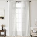 Linen Off White Curtains 145 inch Extra Long for Living Room Back Tab Light Filtering Sheer Drapes Modern Farmhouse Coastal Decor Cotton Textured Curtain for Floor to Ceiling High Window 52x145