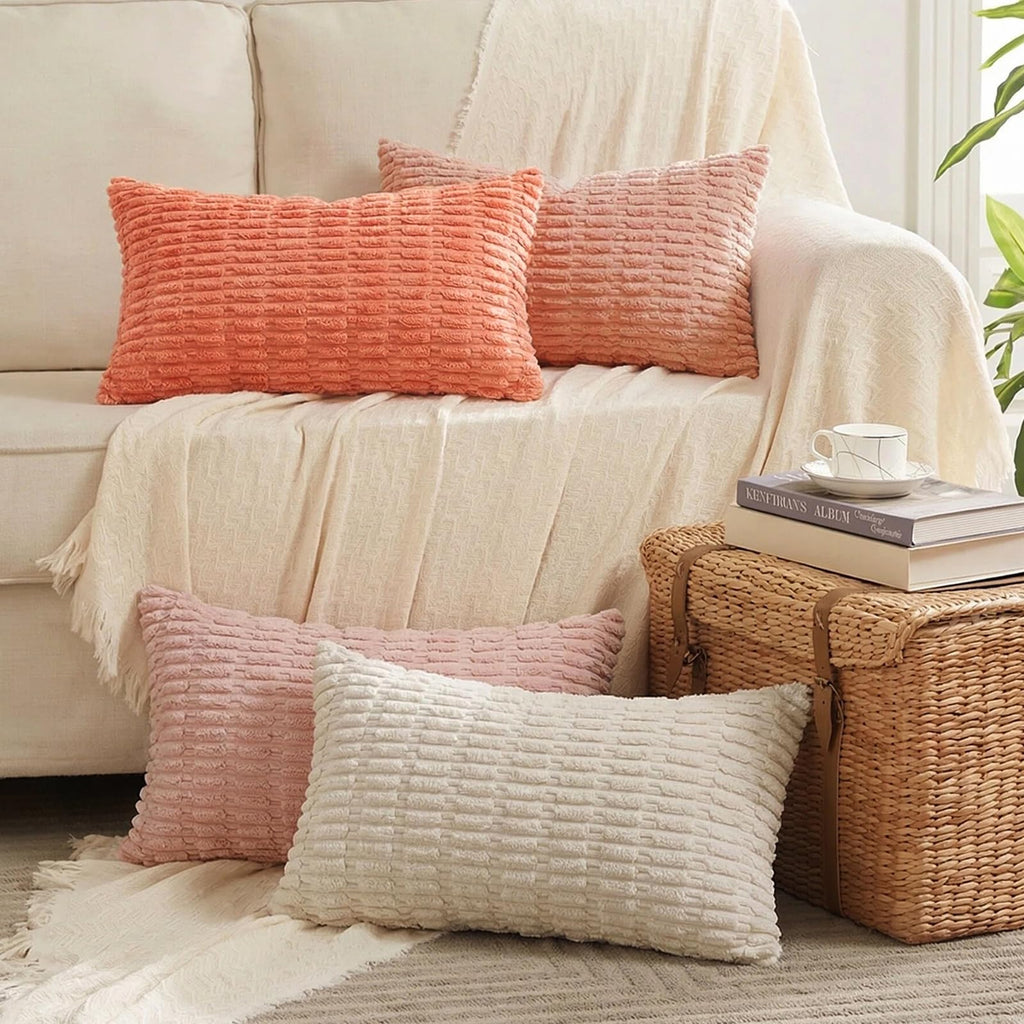 Fancy Homi 4 Packs Decorative Throw Pillow Covers for Living Room Couch Bed, Modern Farmhouse Boho Home Décor Accent Cushion Case, 20" x 12", Neutral