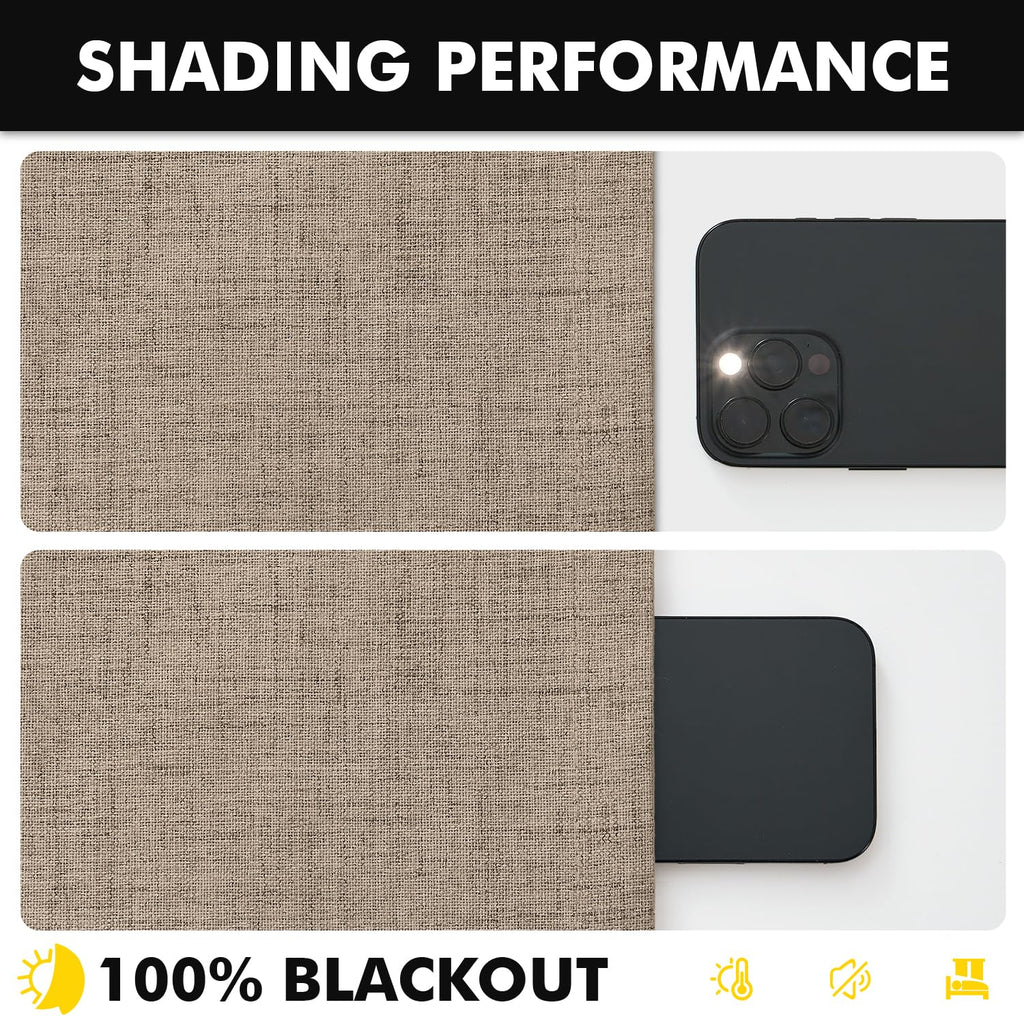 MIULEE 100% Blackout Linen Curtains 42 x 72 Inch Copper Brown 2 Panels