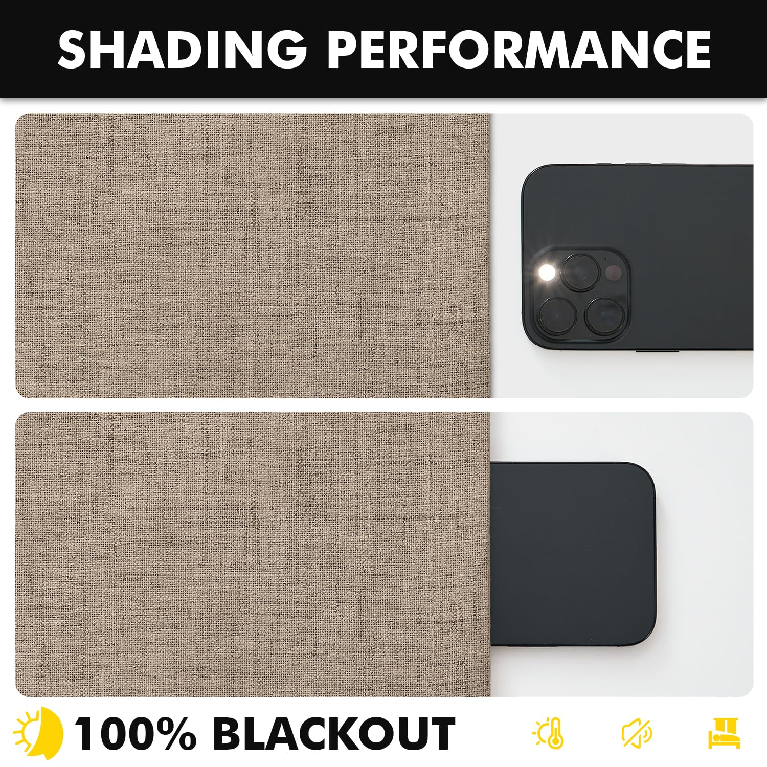 MIULEE 100% Blackout Linen Curtains 42 x 72 Inch Copper Brown 2 Panels