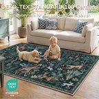 OPPODREAM Animal Soft Area Rugs 5x7, Washable Black Rug with Non Slip Backing, 5 x 7 Faux Cashmere Low-Pile 5x7 Carpet
