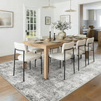 Washable Area Rugs 6'x9' Non-Slip Modern Abstract Soft for Living Room Entryway Bedroom Nursery, Print Pattern, Gray White Grey