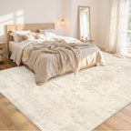 Area Rugs 9x12 Living Room: Vintage Boho Neutral Washable Rug Indoor Soft Large Area Rug Carpet for Bedroom Nursery Farmhouse Dining Room Office Floor Non-Slip Low Pile Under Table Rug Beige/Brown