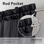 Simplebrand Black Sheer Curtains 108 Inches Long, Extra Long Rod Pocket Solid Color Window Sheer Curtain Panels, Elegant Curtains & Drapes for Living Room, Bedroom 2 Panels (Black, 59" W x 108" L)