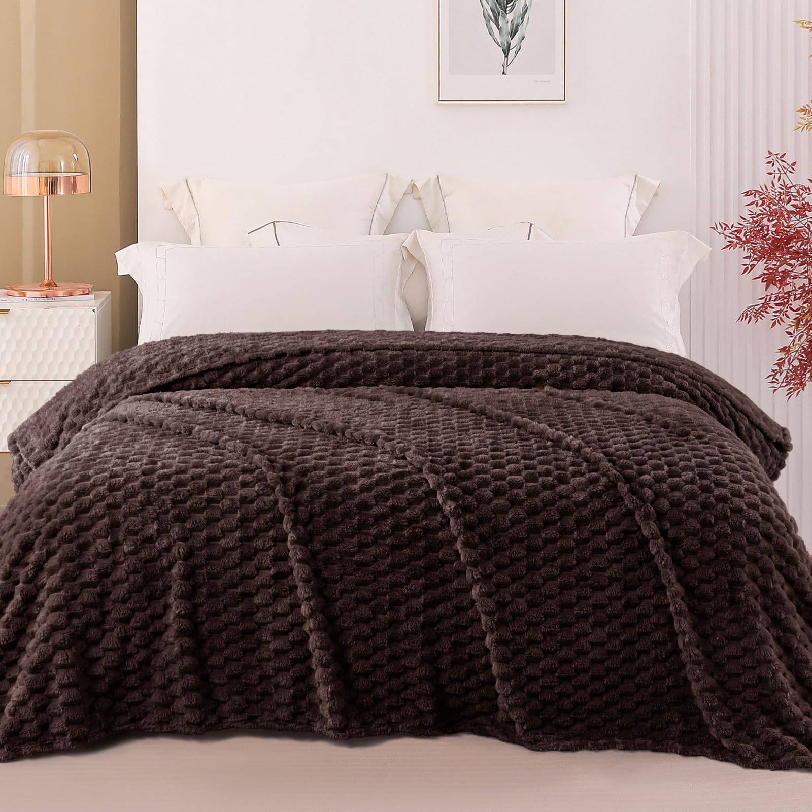 Exclusivo Mezcla 3D Fleece Twin Size Blanket for Bed, Coffee