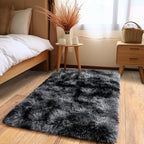 Pionblank Fluffy Small Rug for Bedroom 2x3 Feet, Shag Soft Area Rug, Modern Plush Carpet, Furry Cute Bedside Rug for Kids Girls Boys Room Nursery Decor, Dark Grey