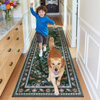 HEBE Washable Hallway Runner Rug 2'x 8' Non Slip Kitchen Rugs Runner,Low Pile Entryway Rug Laundry Room Mat Floral Carpet Runners for Hallways, Kitchen,Bathroom,Laundry,Bedside Rug