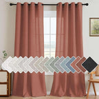H.VERSAILTEX Living Room Linen Curtains - Semi Sheer, Nickel Grommet, Energy Saving, Light Filtering Window Treatments - Panels for Bedroom, Rust, 2 Panels, 52 x 96 Inch