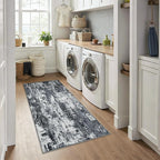 Washable Area Rugs 3x6 Non-Slip Modern Abstract Soft for Living Room Entryway Bedroom Nursery, Print Pattern, Black Navy Blue Gray