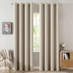 MIULEE 100% Blackout Linen Curtains for Bedroom 52x108 Inches Stone