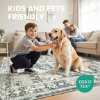 zesthome 8x10 Area Rugs-Washable Rug for Living Room, Non-Slip Backing Rugs, Stain Resistant 8x10 Rug for Bedroom, Ultra-Thin Low Pile Rugs, Vintage Large Home Decor
