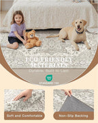 Madane 5x7 Area Rugs for Living Room, Stain Resistant Washable Rug, Non-Slip Backing Area Rug, Vintage Home Decor Rug for Bedroom (Beige/Brown, 5'x7')