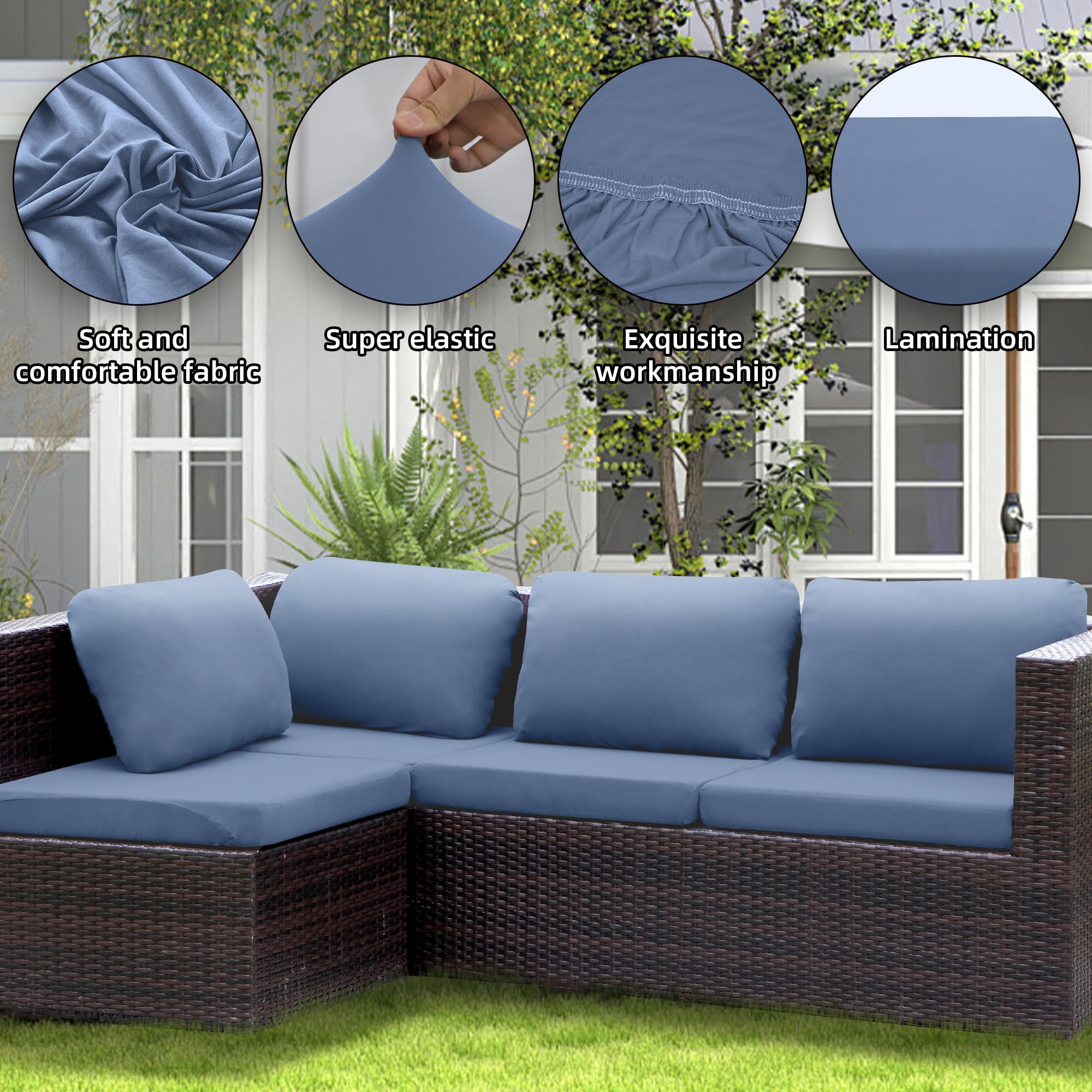 SUKAIKEQA 12PCS Patio Cushion Covers,Patio Furniture Couch Seat Slipcovers