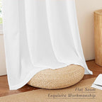NICETOWN Thick Linen 120 inch Curtains for Living Room, Grommet Privacy Added Linen Burlap with Light Filtering Window Treatments for Bedroom/Living Room, White, W55 x L120, 2 Panels