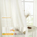 LAMIT Light Filtering Natural Linen Curtains 63 Inch Length for Living Room