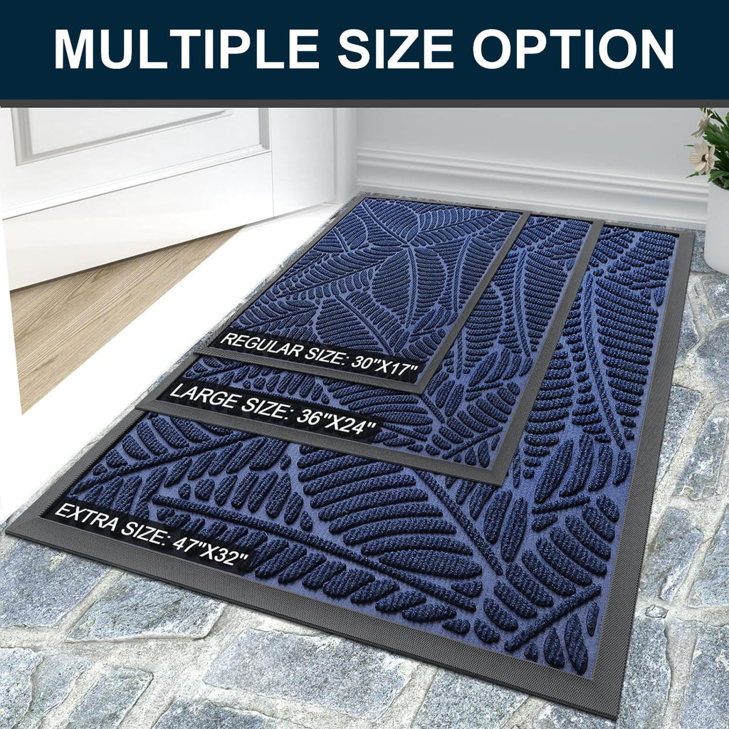 Colorxy Waterproof Front Doormat, Sturdy Natural Rubber Door Mat, 29.5x17