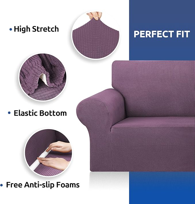 KEKUOU Stretch Oversized Couch Covers for Sofa Slipcover,Dark Purple
