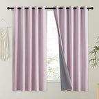 NICETOWN Pink Vintage Linen 100% Blackout Curtains for Kitchen, Thermal Insulated Curtains 63" Long, Noise Reducing Window Treatment Drapes for Dorm Room, 62" Wide Per Panel, Set of 2