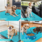 OLANLY Dog Door Mat for Muddy Paws 30x20, Paw Print Design, Absorbs Moisture and Dirt, Absorbent Non-Slip Washable Doormat, Quick Dry Chenille Mud Mat for Dogs, Entry Indoor Entryway Carpet, Aqua Blue