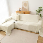 Boho Sofa Covers for 3 Cushion Couch, Chenille Sofa Slipcover for Pets Washable, L-Shape Sectional Loveseat Cover Soft Throw Blankets with Tassels(91x134,Arc Beige)
