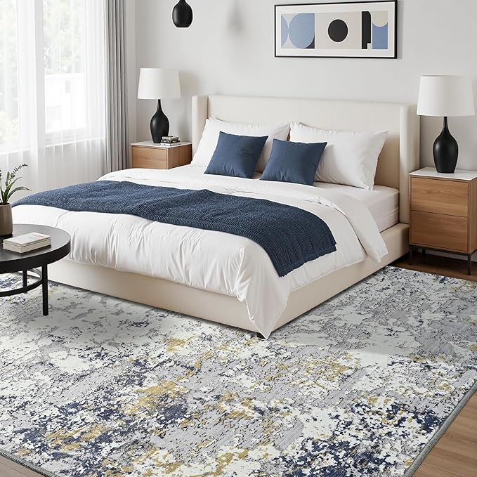 Toneed Washable 5x7 Area Rug with Non-Slip Backing for Living Room
