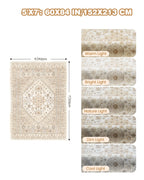 Restydon Area Rugs 5x7 Washable Rugs for Living Room, Cream/Beige