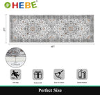 HEBE Hallway Runner Rug 2'x6' Washable Vintage Distressed Area Rugs Non Slip Laundry Rug Runner Boho Floor Carpet Runners for Hallways Entryway Laundry Room Kitchen Bathroom