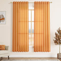 Nanspring Orange Linen Curtains for Bedroom Back Tab Light Filtering Privacy Sheer Curtains Modern Farmhouse Decor Linen Blend Textured Gauze Curtain for Living Room 2 Panels Set 52x72
