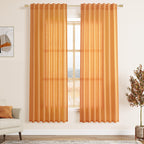Nanspring Orange Linen Curtains for Bedroom Back Tab Light Filtering Privacy Sheer Curtains Modern Farmhouse Decor Linen Blend Textured Gauze Curtain for Living Room 2 Panels Set 52x72