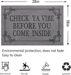 Doormat Home Decor Funny Doormat Check Ya Vibe Before You Come Inside This House Monogram Doormats Indoor Outdoor Rubber Welcome Mat Non-Slip Backing Entry Way Mats 28" x 18" Light Gray