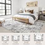UERMEI 9x12 Area Rug Living Room Rugs - Washable Neutral Modern Abstract Soft Thin Large Rug Indoor Floor No Slip Rug Carpet for Bedroom Under Dining Table Home Office Decor - Grey